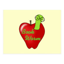 Red Apple Book  Worm Tshirts and Gifts Post Cards