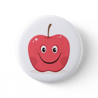 Red apple cartoon button