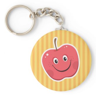 Red apple cartoon character keychain