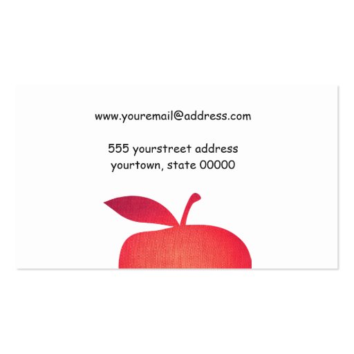 Red Apple Chalkboard School Teacher Business Card Templates (back side)