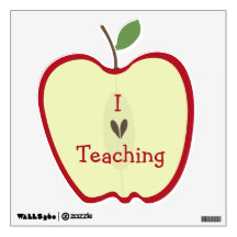 Red Apple Half I Love Teaching Wall Decal