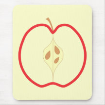 Red Apple Half, on cream background. Mousepad