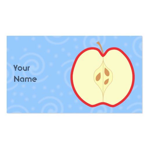 Red Apple Half. Swirl Pattern Background. Business Card (front side)