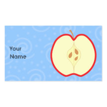 Red Apple Half. Swirl Pattern Background. Business Card