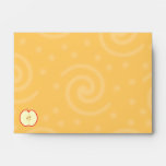 Red Apple Half. Swirl Pattern Background. Envelope