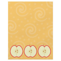 Red Apple Half. Swirl Pattern Background. Custom Flyer