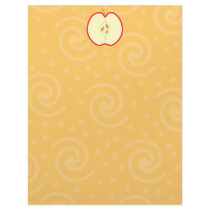 Red Apple Half. Swirl Pattern Background. Letterhead