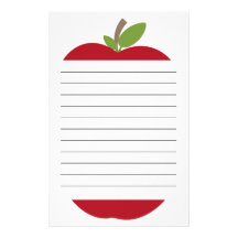 Red Apple Lined Stationery