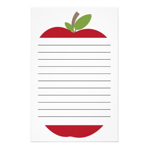 Red Apple Lined Stationery Zazzle