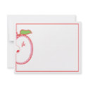Red Apple Monogram Flat Note Card invitation