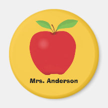 Red Apple on Yellow background and personalized Fridge Magnets