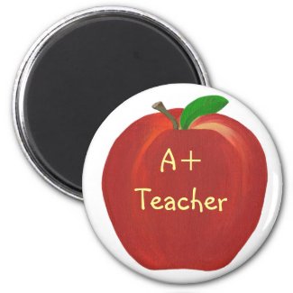 Red Apple Painting, A+ Teacher magnets
