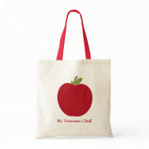 Red Apple Personalized Teacher Tote Bag