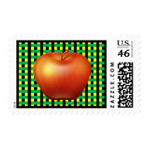 Red Apple Plaid postage by JuJuGarden Red Apple Plaid postage