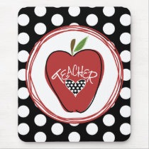 Red Apple & Polka Dots Teacher Mousepad mousepads