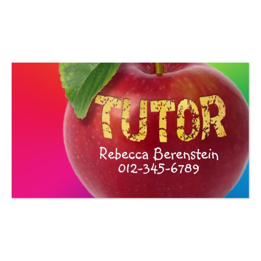 Red Apple Tutor Red Pink Business Card (front side)
