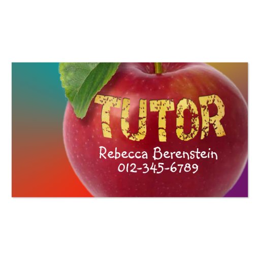 Red Apple Tutor Turquoise Orange Business Card (front side)