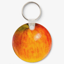 Red Apple Watercolor - Key Chain keychains by monkley_designs Red Apple Watercolor - Key Chain keychains