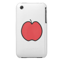 Red Apple with a Black Outline. Iphone 3 Case