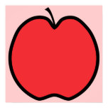 Red Apple with a Black Outline. Custom