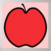 Red Apple with a Black Outline. Posters