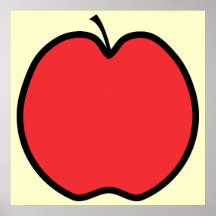 Red Apple with a Black Outline. Posters