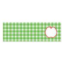Red Apple. With Green and White Check Background. Business Card Template