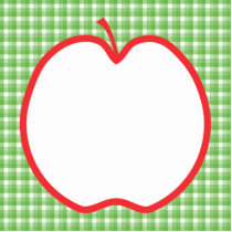 Red Apple. With Green and White Check Background. Photo Cut Out