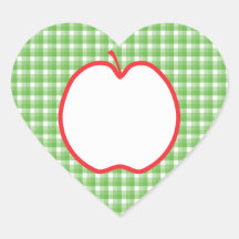Red Apple. With Green and White Check Background. Sticker