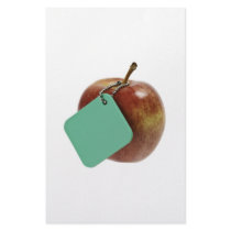 Red apple with green tag stationery