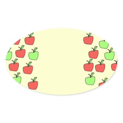 Red Apples and Green Apples, Pattern, on Cream. Stickers