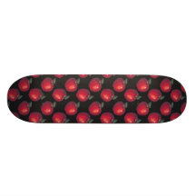 Red  Apples Black Skateboard Deck