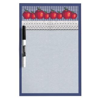 Red Apples Blue Plaid Dry Erase Whiteboard