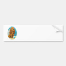 Red Apricot Poodle with Ball Bumper Sticker
