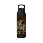 Red Aqua Abstract Floral Vector Pattern Reusable Water Bottles