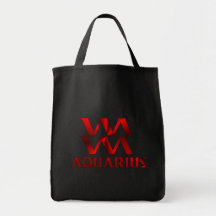 Red Aquarius Horoscope Symbol Bag