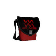 Red Aquarius Horoscope Symbol Messenger Bags