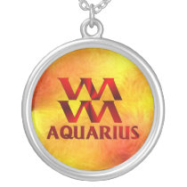 Red Aquarius Horoscope Symbol necklaces
