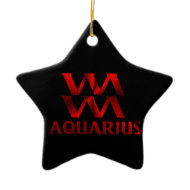 Red Aquarius Horoscope Symbol ornament
