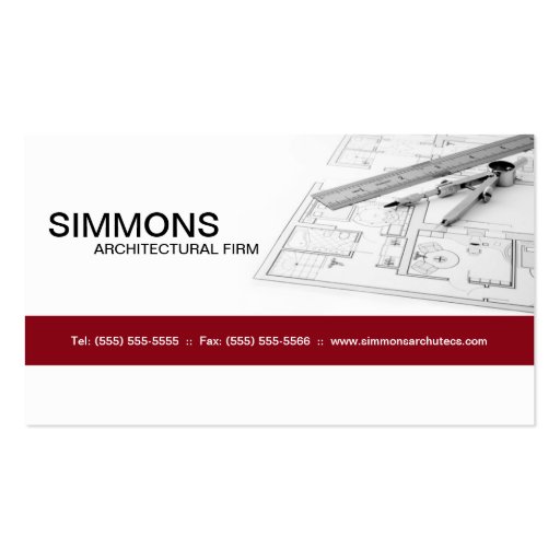 Red Architectural Blue Print Business Card (front side)
