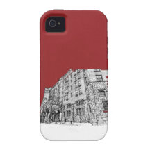 Red architectural ink case for the iPhone 4