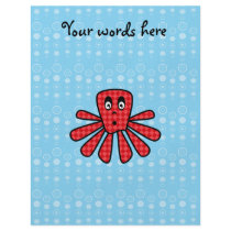 Red argyle octopus on blue bubbles flyer