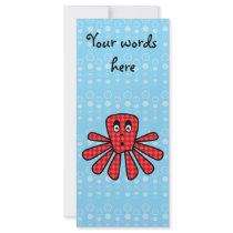 Red argyle octopus on blue bubbles rack card template