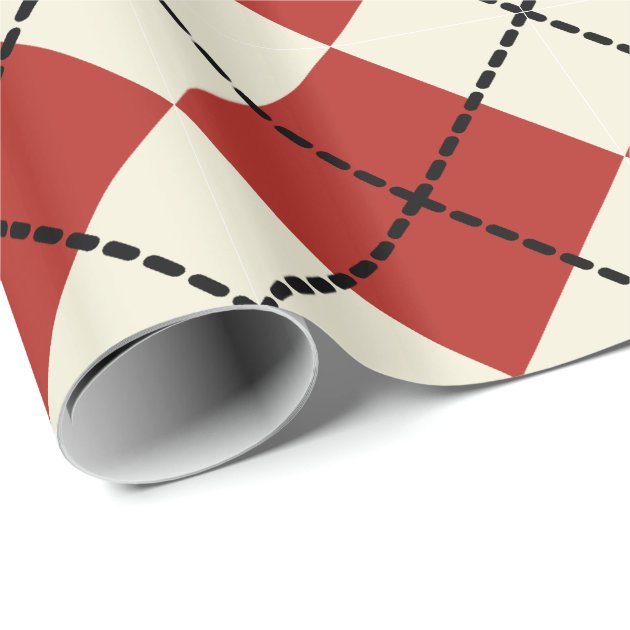 Red Argyle Wrapping Paper 3/4