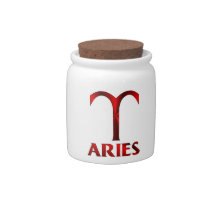 Red Aries Horoscope Symbol Candy Dish