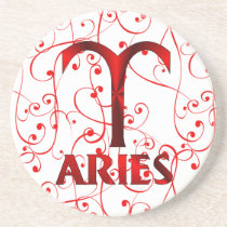 Red Aries Horoscope Symbol coasters