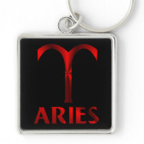 Red Aries Horoscope Symbol Keychains
