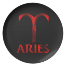 Red Aries Horoscope Symbol Party Plates