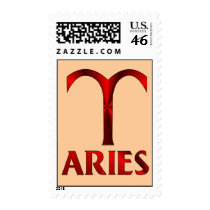 Red Aries Horoscope Symbol Postage Stamp