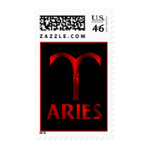 Red Aries Horoscope Symbol Stamp